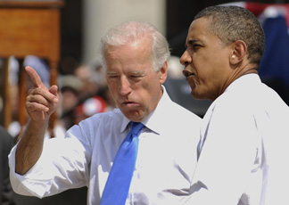 Il candidato alla Casa Bianca Barack Obama e Joe Biden 