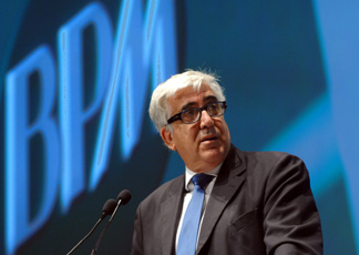 Massimo Ponzellini all'assemblea dei soci Bpm (Infophoto)