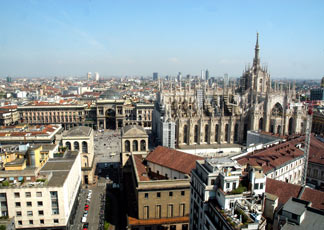 Veduta panoramica di Milano, Piazza Duomo (Fotogramma/Alessandro Grassani)