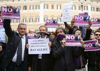 Dimostrazione a Roma (foto LaPresse)