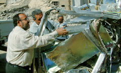 Gli impianti di trasmissione tv di Baghdad, in Iraq, distrutti nel 2003 durante la seconda guerra del Golfo
