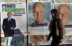 Elezioni regionali della Lombardia: cartelloni elettorali di Filippo Penati (Pd) e Roberto Formigoni (Pdl) - Fotogramma