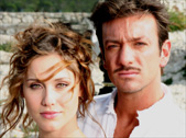 Gabriella Pession (S) e Sergio Assisi (D), fotografati sul set della fiction di Raiuno Capri (Ansa)