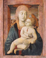 Piero della Francesca. Madonna col Bambino, 1435 circa. tempera su tavola, cm 53x21. Collezione privata