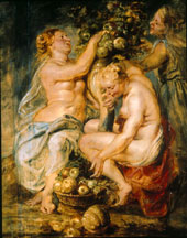 Peter Paul Rubens, Nymphes avec corne d’abondance, esquisse, huile sur panneau, 30,9 x 24,4 cm, Londres, collection Dulwich Picture Gallery