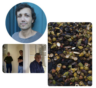 Gianluca Franzoni, 43 anni, fondatore di Domori, azienda italiana produttrice di cioccolato pregiato. Sotto: i fratelli Franceschi (da sinistra, Juan de Dios, Jos Vicente e Alberto). 